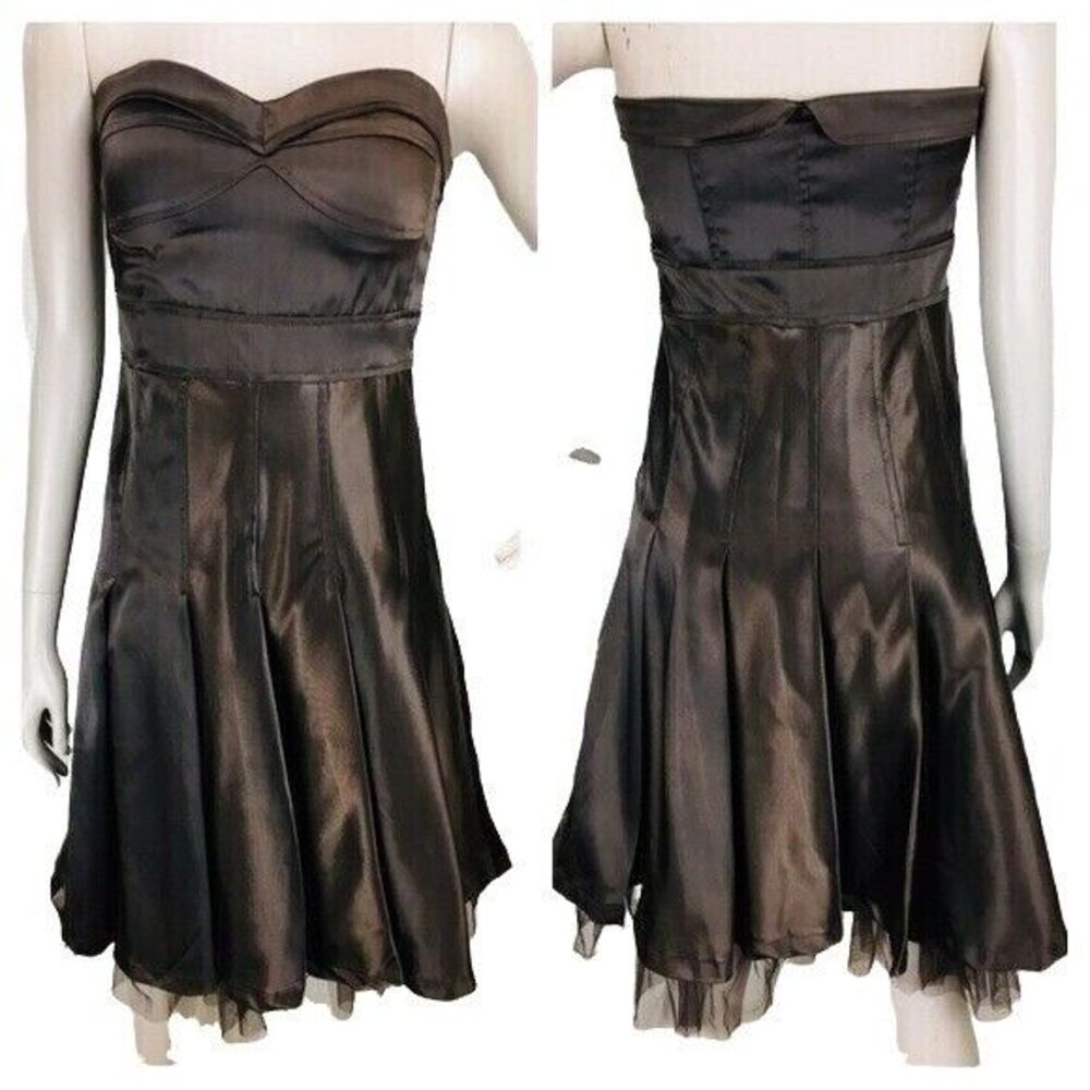 Vintage 90s Ceres Silk Strapless Bustier Fit & Flare Tulle Party Dress NWOT